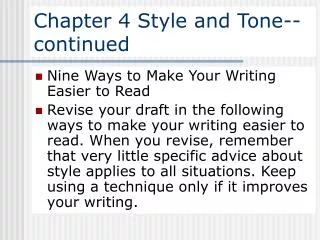 Chapter 4 Style and Tone--continued