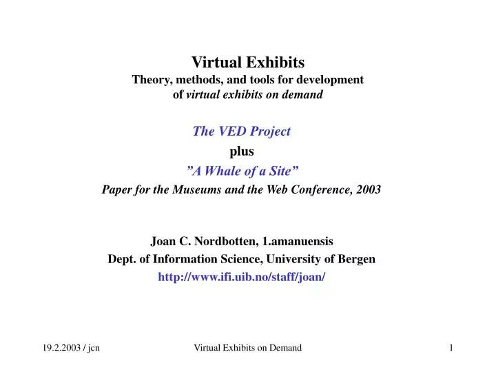 virtual exhibits theory methods and tools for development of virtual exhibits on demand