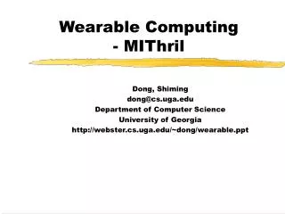 Wearable Computing - MIThril