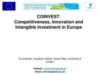 COINVEST : Competitiveness, Innovation and Intangible Investment in Europe