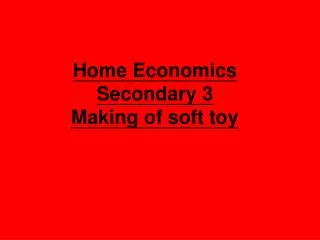 Home Economics Secondary 3 Making of soft toy