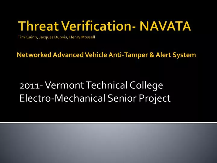 2011 vermont technical college electro mechanical senior project