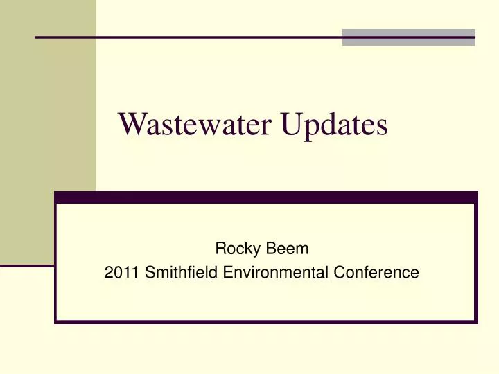 wastewater updates