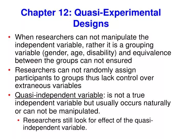 chapter 12 quasi experimental designs
