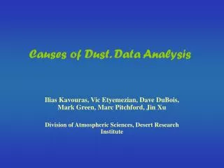 Causes of Dust. Data Analysis