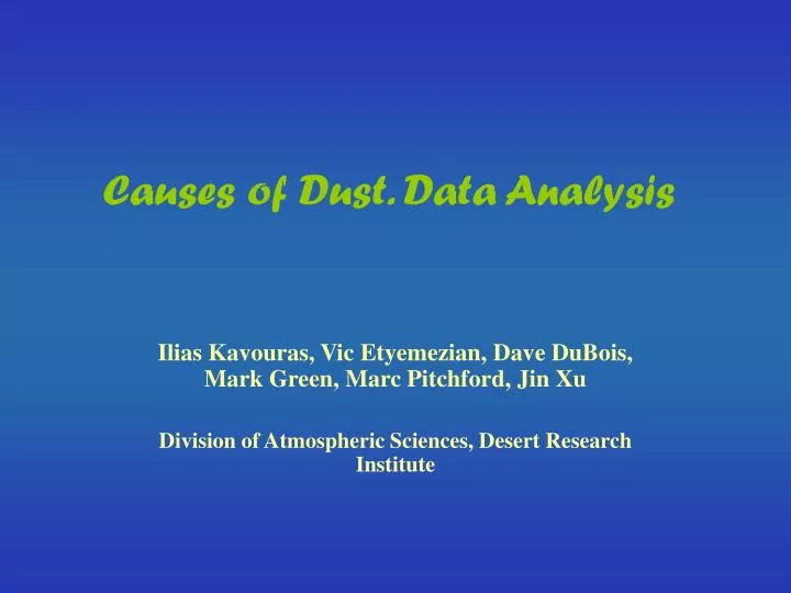 causes of dust data analysis