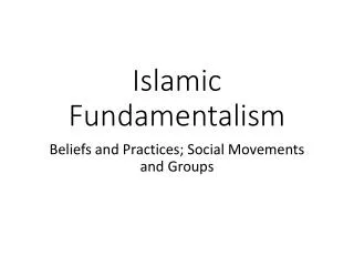 Islamic Fundamentalism