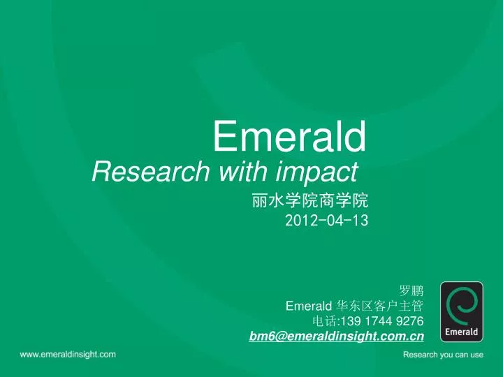 emerald research with impact