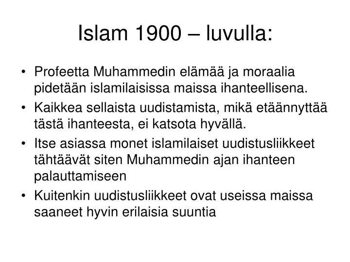 islam 1900 luvulla