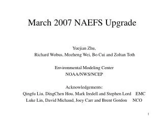 March 2007 NAEFS Upgrade