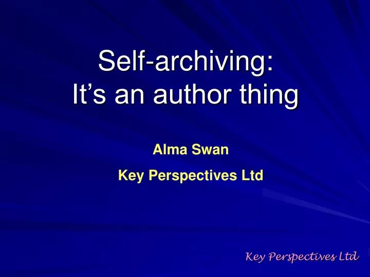 self archiving it s an author thing