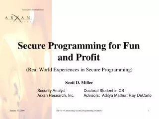 Secure Programming for Fun and Profit