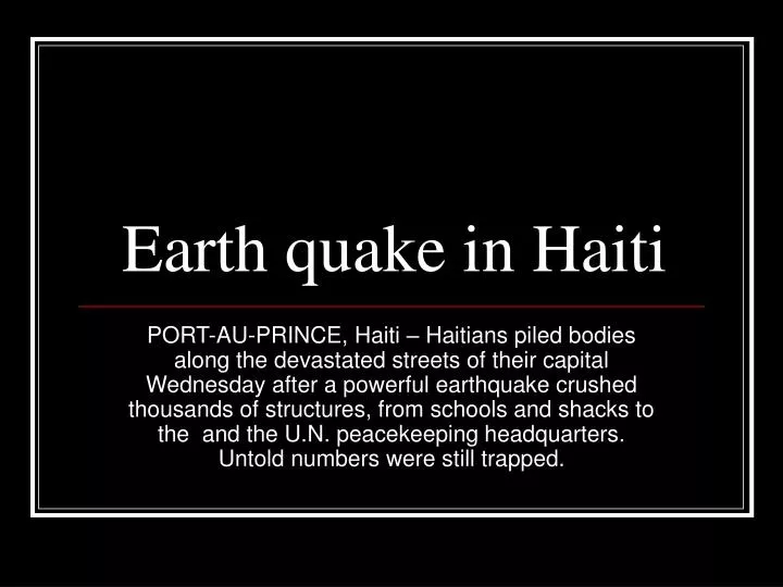 earth quake in haiti
