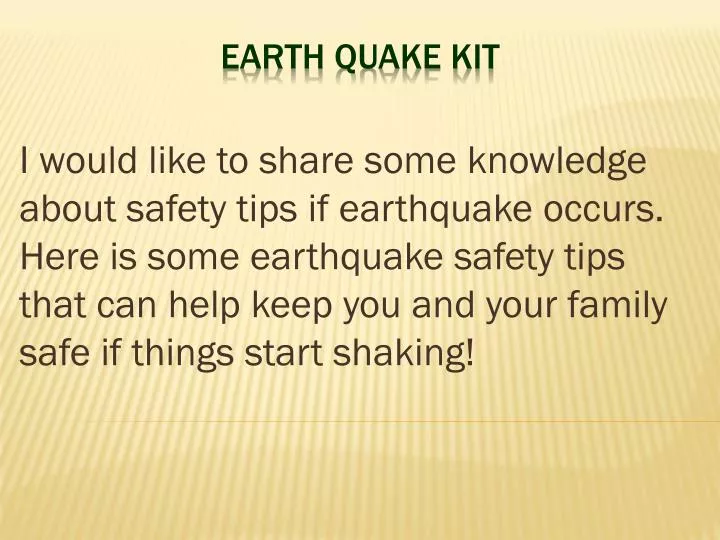 earth quake kit
