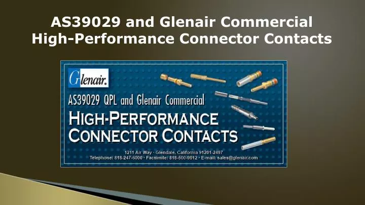 as39029 and glenair commercial high performance connector contacts