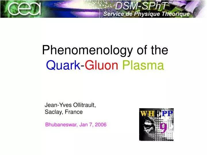 phenomenology of the quark gluon plasma