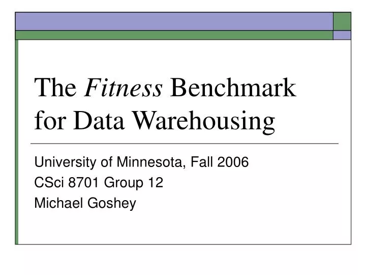 the fitness benchmark for data warehousing