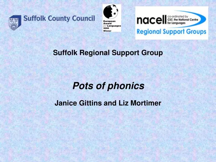 suffolk regional support group pots of phonics janice gittins and liz mortimer