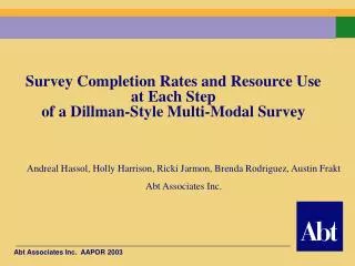 Survey Completion Rates and Resource Use at Each Step of a Dillman-Style Multi-Modal Survey
