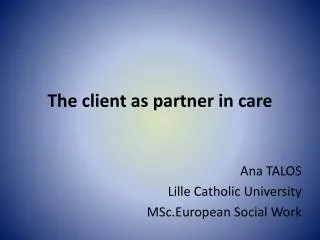 The client as partner in care