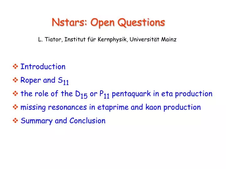 nstars open questions
