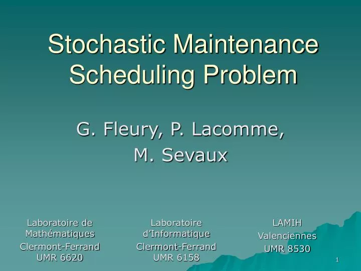 stochastic maintenance scheduling problem