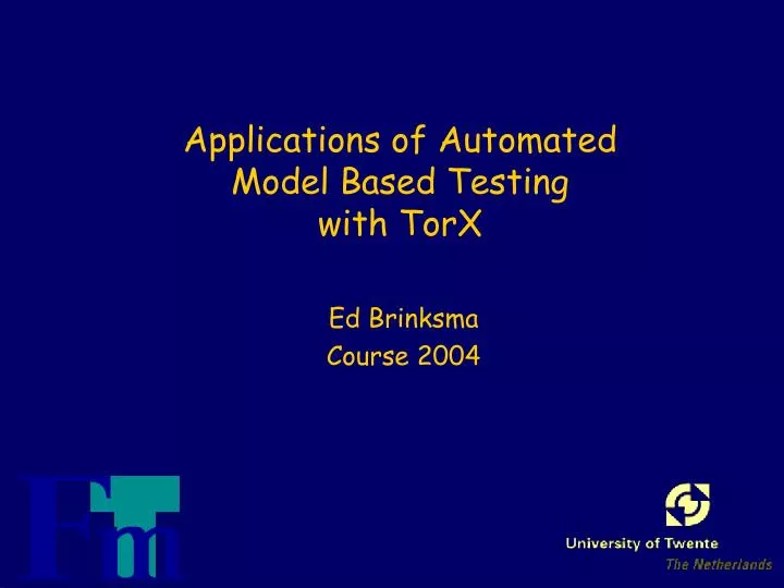applications of automated model based testing with torx