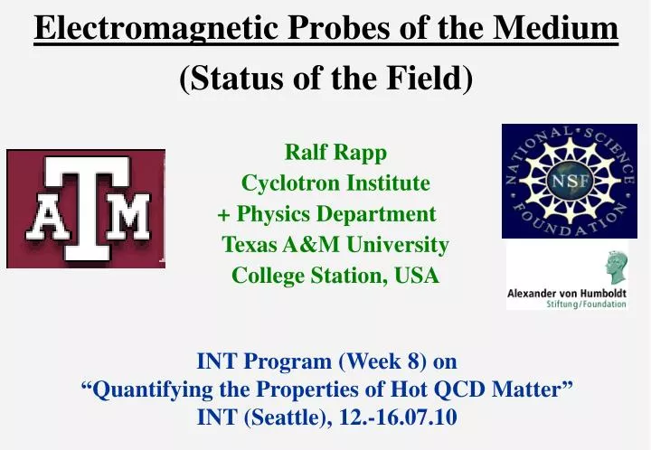 electromagnetic probes of the medium status of the field