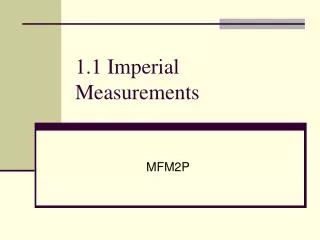 1.1 Imperial Measurements