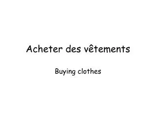 acheter des v tements