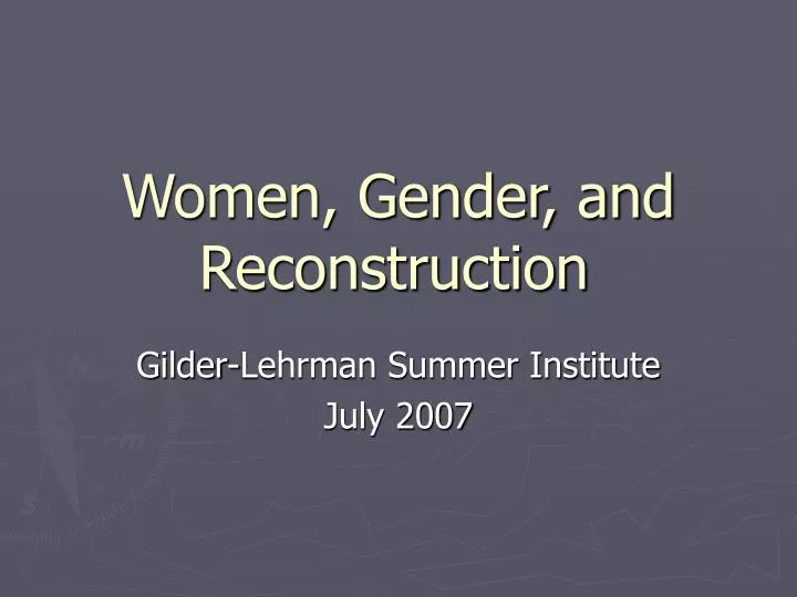 women gender and reconstruction