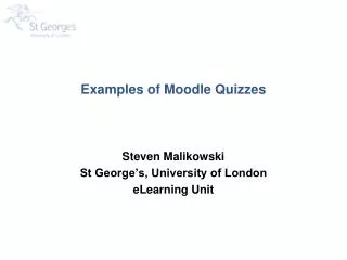 Examples of Moodle Quizzes