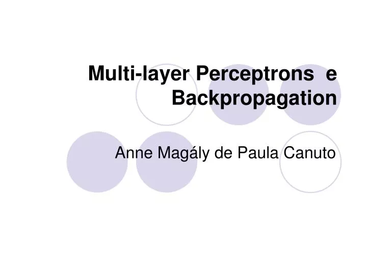 multi layer perceptrons e backpropagation