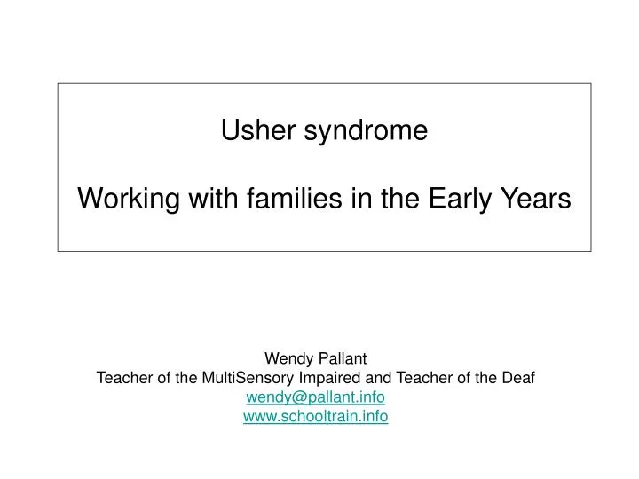usher syndrome working with families in the early years