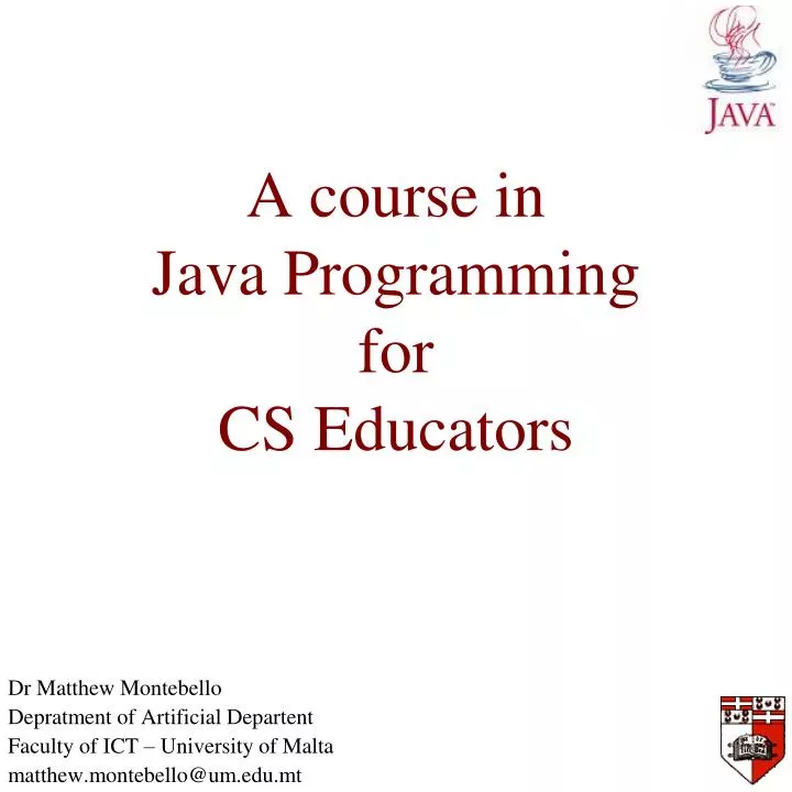 a course in java programming for cs educators