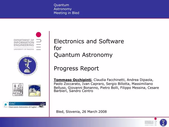 electronics and software for quantum astronomy progress report