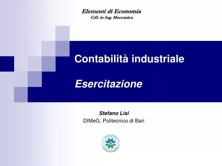 contabilit industriale esercitazione