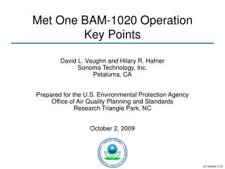 Met One BAM-1020 Operation Key Points
