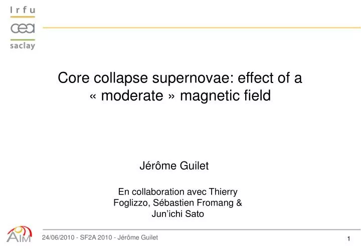 core collapse supernovae effect of a moderate magnetic field