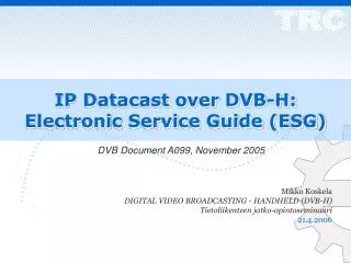 ip datacast over dvb h electronic service guide esg