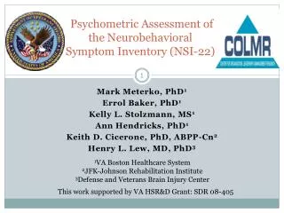 Psychometric Assessment of the Neurobehavioral Symptom Inventory (NSI-22)