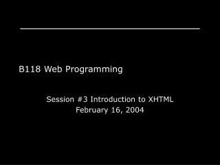 B118 Web Programming