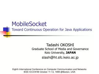 MobileSocket Toward Continuous Operation for Java Applications