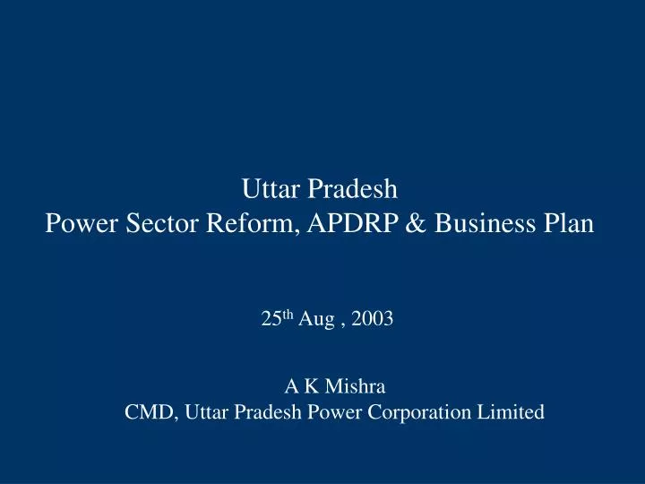 uttar pradesh power sector reform apdrp business plan