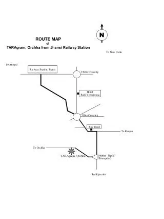 ROUTE MAP of TARAgram, Orchha from Jhansi Railway Station