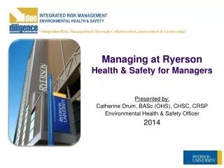 Managing at Ryerson Health &amp; Safety for Managers