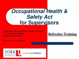 Occupational Health &amp; Safety Act for Supervisors