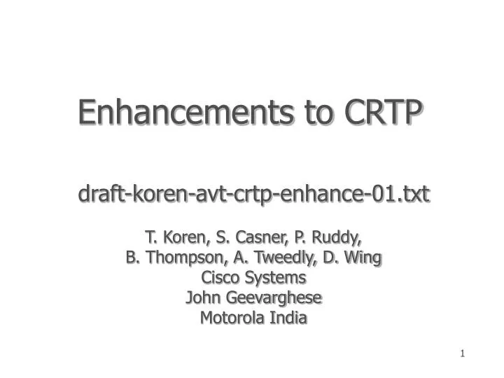 enhancements to crtp