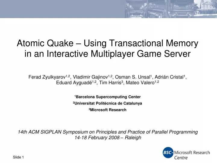 atomic quake using transactional memory in an interactive multiplayer game server