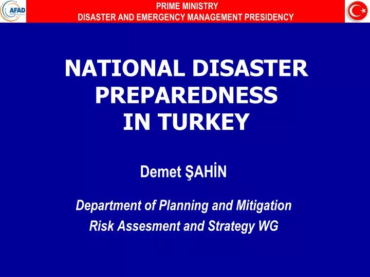 national disaster preparedness in turkey